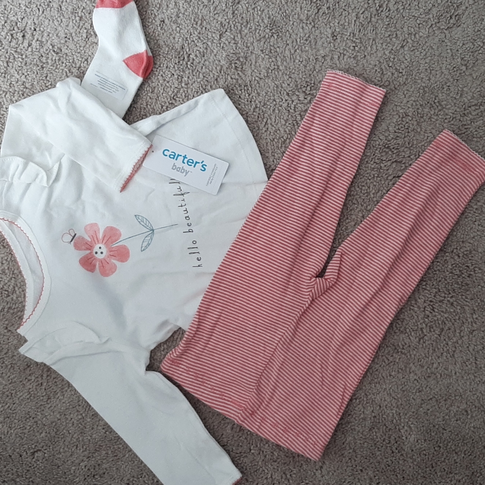 Carter's shirt, pants and sock set.